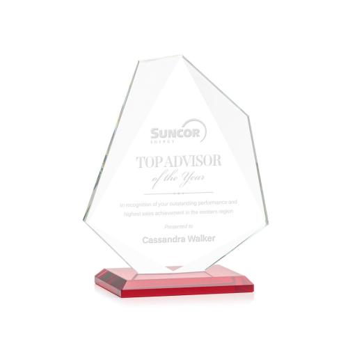 Corporate Awards - Crystal Awards - Colored Crystal - Red Crystal Awards - Picton Red Abstract / Misc Crystal Award