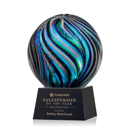 Corporate Awards - Glass Awards - Art Glass Awards - Malton Black on Robson Base Spheres Glass Award