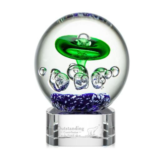 Corporate Awards - Glass Awards - Art Glass Awards - Aquarius Clear on Paragon Base Spheres Glass Award