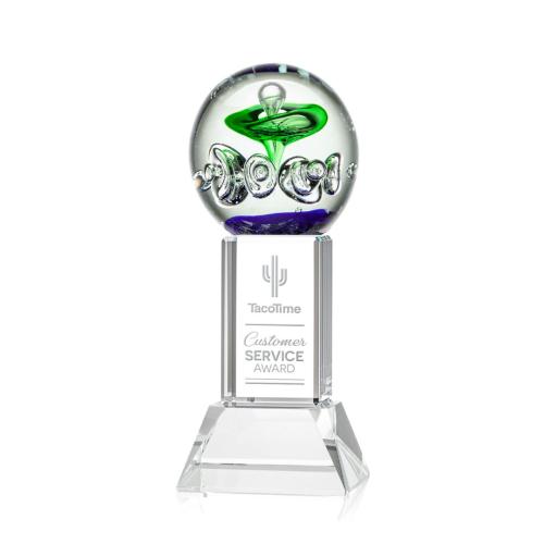 Corporate Awards - Glass Awards - Art Glass Awards - Aquarius Clear on Stowe Base Obelisk Glass Award