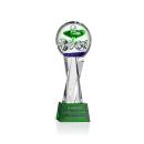 Aquarius Green on Grafton Base Obelisk Glass Award
