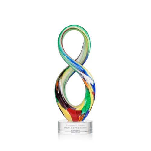 Corporate Awards - Glass Awards - Art Glass Awards - Duarte Clear on Stanrich Base Abstract / Misc Glass Award