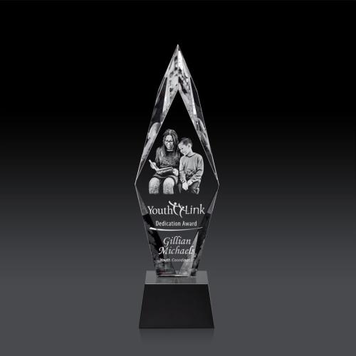 Corporate Awards - Manilow Black on Robson Base (3D) Diamond Crystal Award