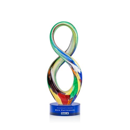 Corporate Awards - Glass Awards - Art Glass Awards - Duarte Blue on Stanrich Base Abstract / Misc Glass Award
