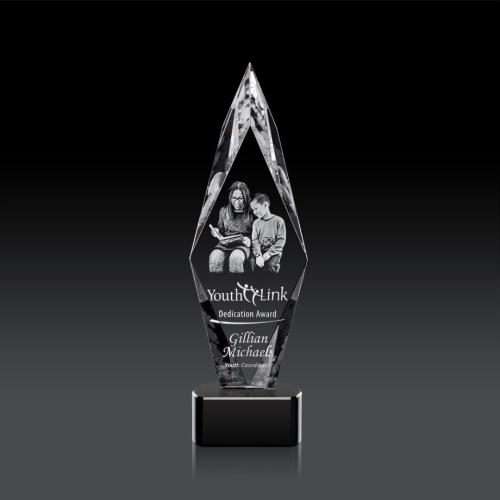 Corporate Awards - Manilow Black on Paragon Base (3D) Diamond Crystal Award