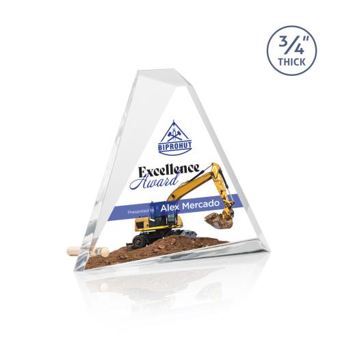 Corporate Awards - Mosaic Triangle Full Color Gold Pyramid Acrylic Award