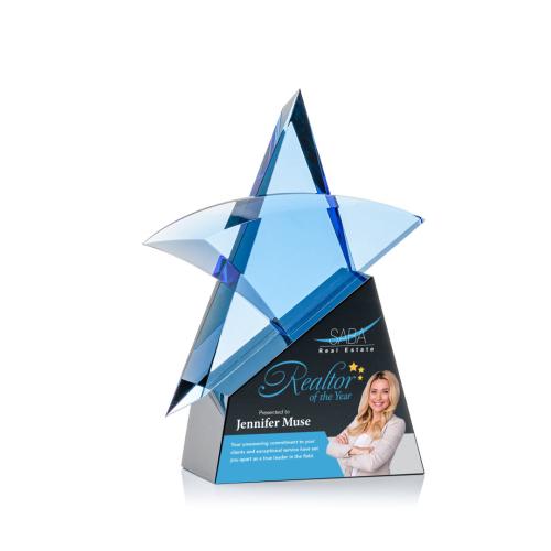 Corporate Awards - Benita Full Color Black Star Crystal Award
