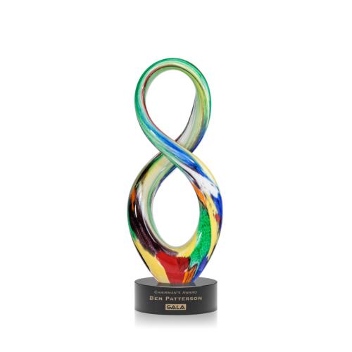 Corporate Awards - Glass Awards - Art Glass Awards - Duarte Black on Stanrich Base Abstract / Misc Glass Award