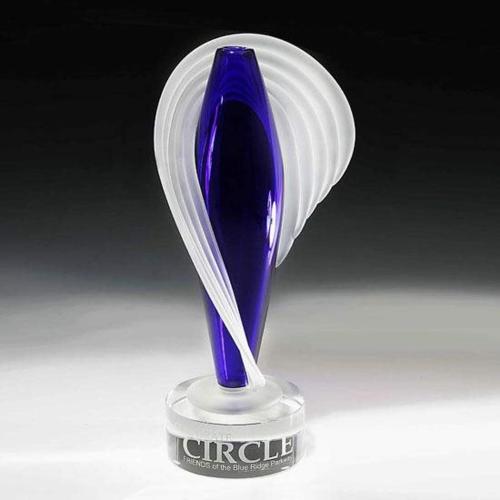 Corporate Awards - Glass Awards - Art Glass Awards - Frosted Sapphire Abstract / Misc Glass Award