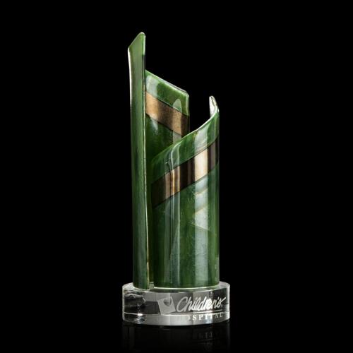 Corporate Awards - Glass Awards - Art Glass Awards - Shadow Dancer Green Abstract / Misc Glass Award