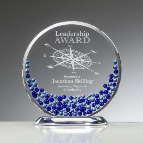 Corporate Awards - Glass Awards - Art Glass Awards - Denali Blue Circle Glass Award