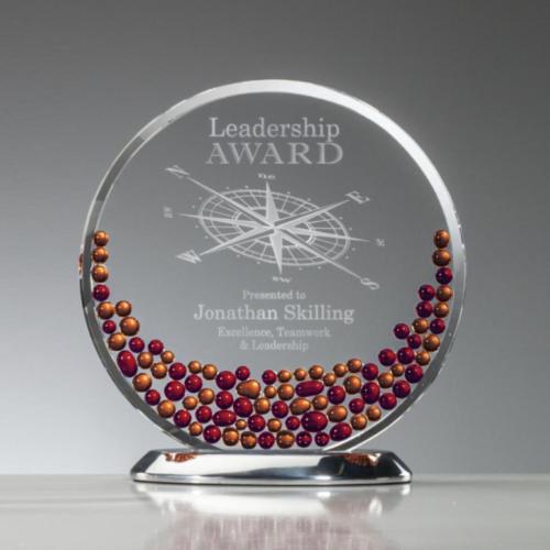 Corporate Awards - Glass Awards - Art Glass Awards - Denali Red Circle Glass Award