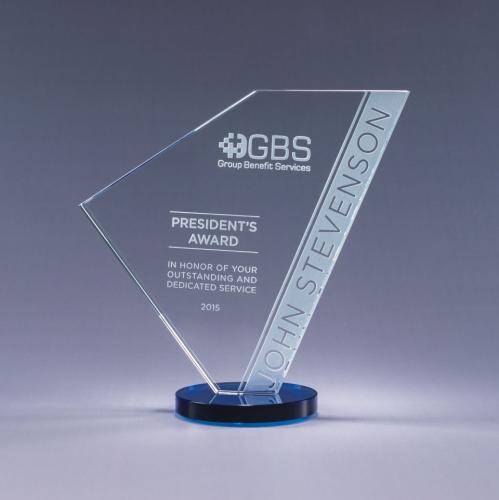 Corporate Awards - Glass Awards - Navigate - Blue