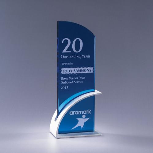 Corporate Awards - Crystal Awards - Colored Crystal - Optimist - Blue