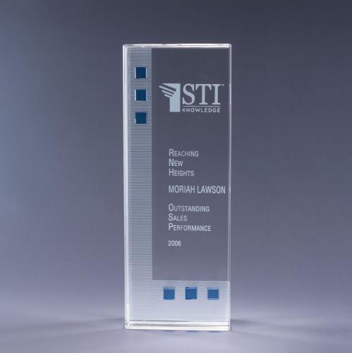 Corporate Awards - Crystal Awards - Colored Crystal - Dimensions In Blue