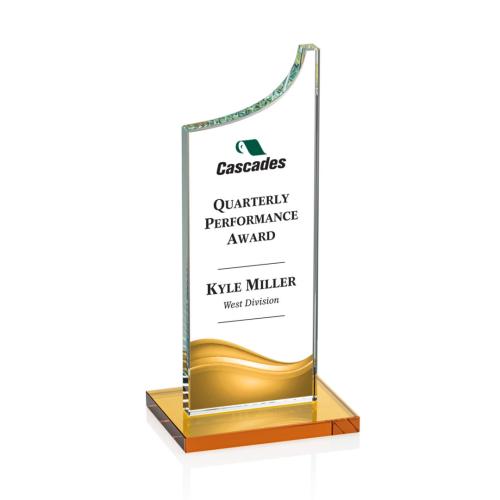 Corporate Awards - Eden Full Color Amber Peak Crystal Award