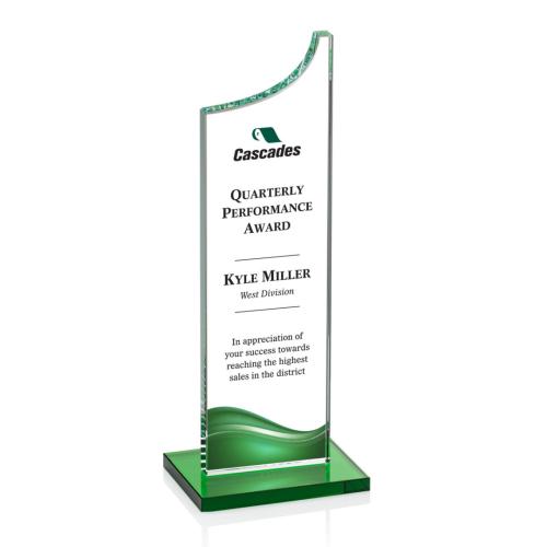 Corporate Awards - Eden Full Color Green Peak Crystal Award
