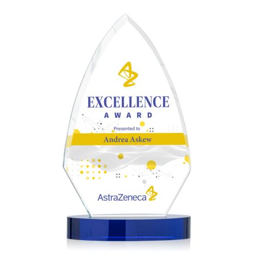 Corporate Awards - Idaho Full Color Blue Arch & Crescent Crystal Award