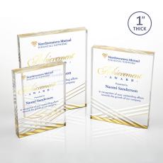 Employee Gifts - Chestham Full Color Gold Rectangle Acrylic Award