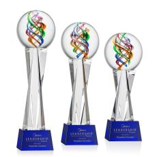 Employee Gifts - Galileo Blue on Grafton Base Spheres Glass Award