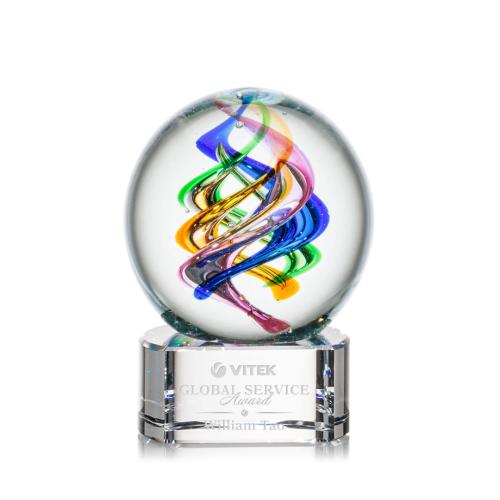 Corporate Awards - Glass Awards - Art Glass Awards - Galileo Clear on Paragon Base Spheres Glass Award