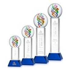 Employee Gifts - Galileo Blue on Stowe Base Spheres Glass Award