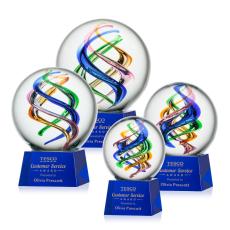 Employee Gifts - Galileo Blue on Robson Base Spheres Glass Award