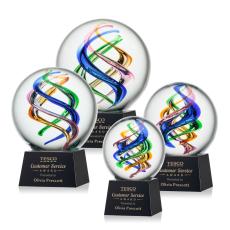 Employee Gifts - Galileo Black on Robson Base Spheres Glass Award