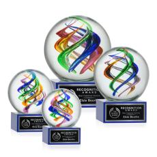 Employee Gifts - Galileo Blue on Hancock Base Spheres Glass Award