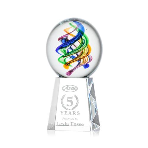 Corporate Awards - Glass Awards - Art Glass Awards - Galileo Spheres on Celestina Base Glass Award