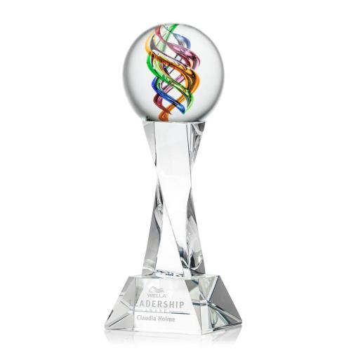 Corporate Awards - Glass Awards - Art Glass Awards - Galileo Clear on Langport Base Obelisk Glass Award