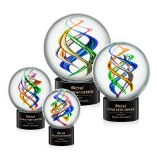Employee Gifts - Galileo Black on Marvel Base Spheres Glass Award