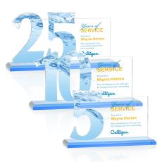 Employee Gifts - Hazelton Full Color Sky Blue Crystal Award