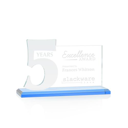 Corporate Awards - Hazelton Sky Blue Number Crystal Award