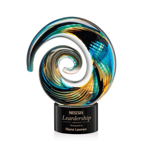 Corporate Awards - Newest Additions - Nazare Black on Marvel Circle Glass Award
