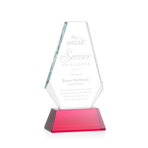 Corporate Awards - Crystal Awards - Colored Crystal - Red Crystal Awards - Kingsley Red Crystal Award