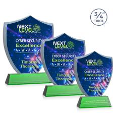 Employee Gifts - Scudo Shield Full Color Green on Newhaven Abstract / Misc Crystal Award
