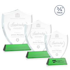 Employee Gifts - Scudo Shield Green on Newhaven Abstract / Misc Crystal Award