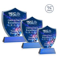 Employee Gifts - Scudo Shield Full Color Blue on Newhaven Abstract / Misc Crystal Award