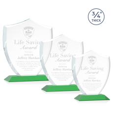 Employee Gifts - Scudo Shield Green Abstract / Misc Crystal Award