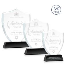 Employee Gifts - Scudo Shield Black on Newhaven Abstract / Misc Crystal Award