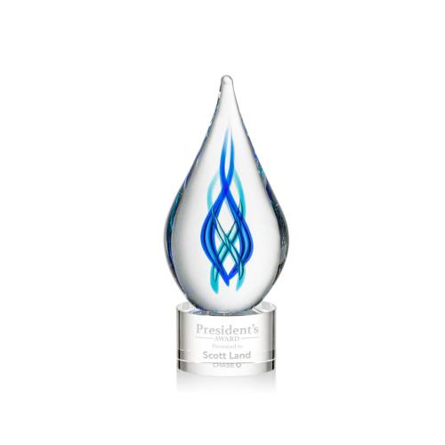 Corporate Awards - Glass Awards - Art Glass Awards - Warrington on Marvel Base - Clear