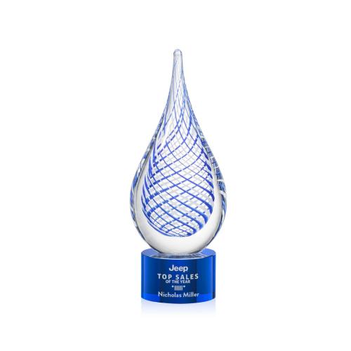 Corporate Awards - Glass Awards - Art Glass Awards - Kentwood Blue on Marvel Base Glass Award