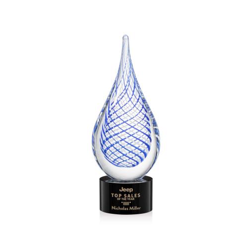 Corporate Awards - Glass Awards - Art Glass Awards - Kentwood Black on Marvel Base Glass Award