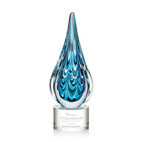 Corporate Awards - Glass Awards - Art Glass Awards - Worchester Clear on Marvel  Base Glass Award