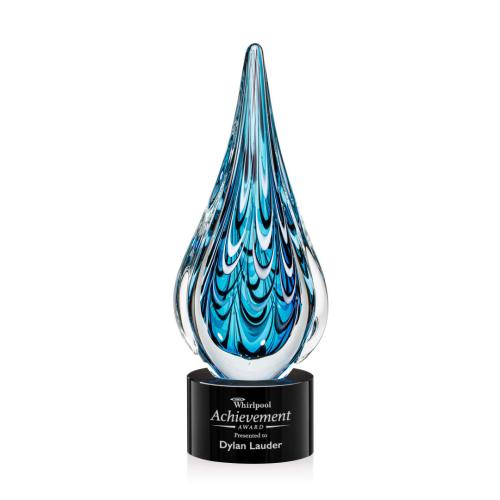 Corporate Awards - Glass Awards - Art Glass Awards - Worchester Black on Marvel Base Glass Award