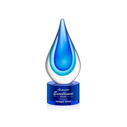 Corporate Awards - Glass Awards - Art Glass Awards - Marseille on Marvel Base - Blue
