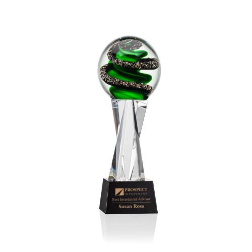 Corporate Awards - Glass Awards - Art Glass Awards - Zodiac Spheres on Grafton Base Glass Award
