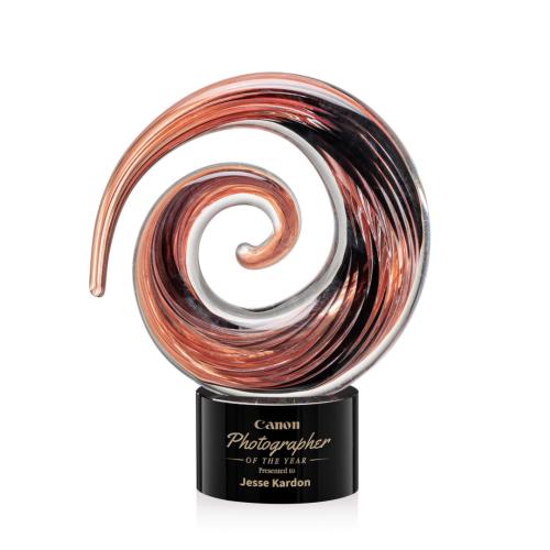 Corporate Awards - Glass Awards - Art Glass Awards - Brighton Black on Marvel Circle Glass Award