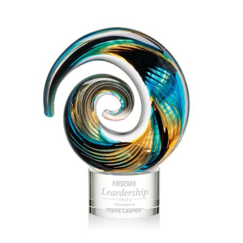 Corporate Awards - Glass Awards - Art Glass Awards - Nazare Clear on Marvel Circle Glass Award